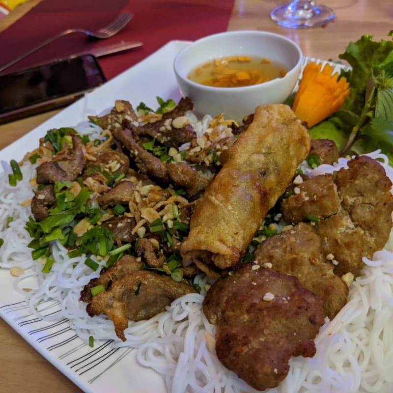 The pork pieces were fabulous. But overall could feel a bit dry if there are no additional spicy/sweet sauce refilled. - Chez Thoa