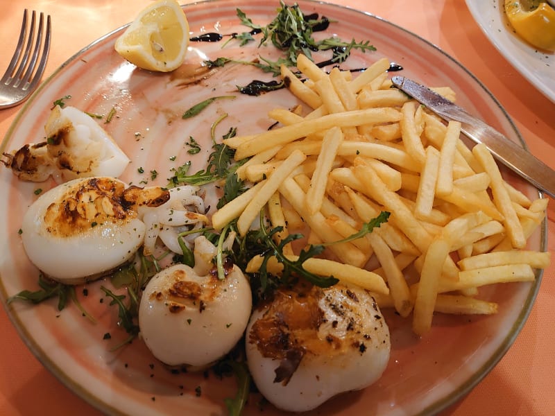 Grilled Cuttlefish with French Fries - Trattoria Da Giorgio Ai Greci - solo Interno/only inside, Venice