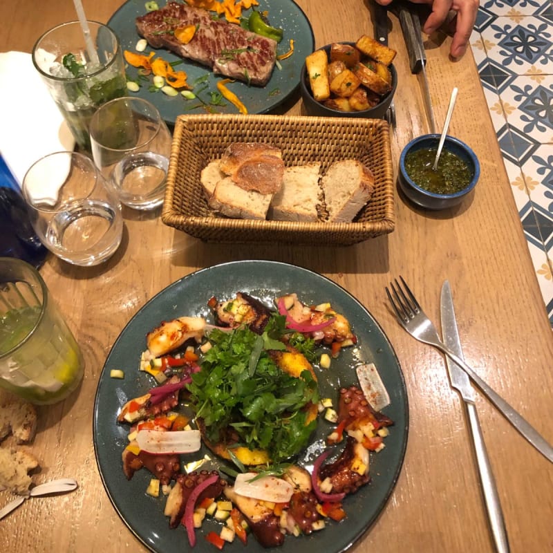 Bonne quantité de poulpe et bonne cuisson! La polenta était aussi très bonne - La Recoleta, Paris