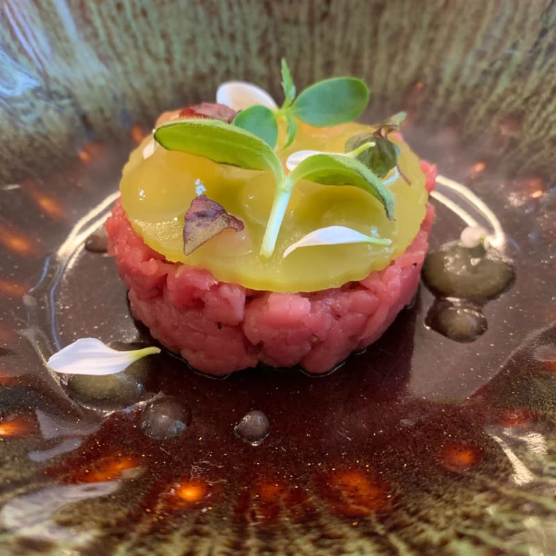 Tartare di fassona con gelatina di avocado - Ristorante Croce D'oro