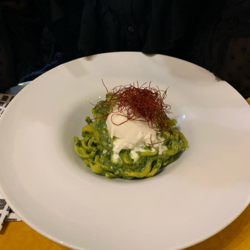 Tonnarelli pesto e burrata - Taverna de Pasquino, Rome