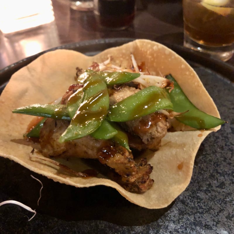 Gevulde Papadum met varkenshaas in teriyakisaus met gewokte groenten  - De Branderij, Groningen