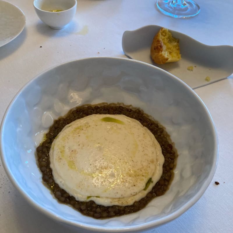 Lenticchie e spuma di parmigiano - Ristorante Vespasia, Norcia