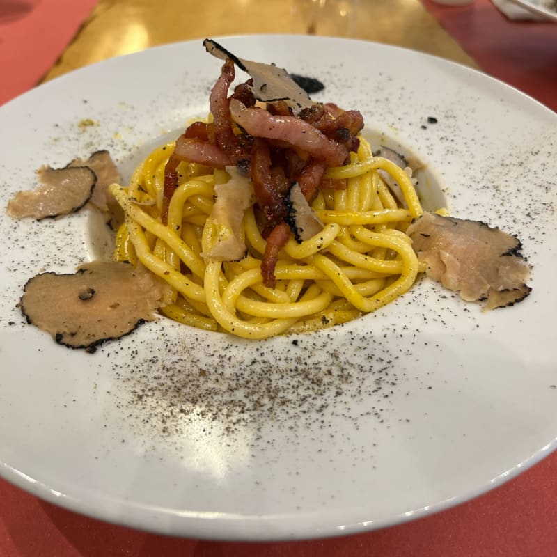 Spaghettoni alla carbonara con tartufo - Rizzelli, Turin