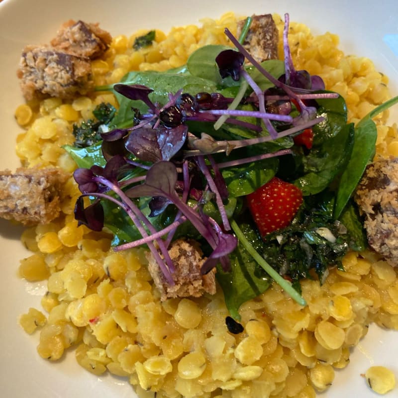 Daal di lenticchie con tempura di seitan e fragole - COSMO