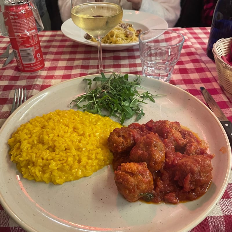 Mondeghili al sugo con risotto - Taverna del Borgo Antico, Milan