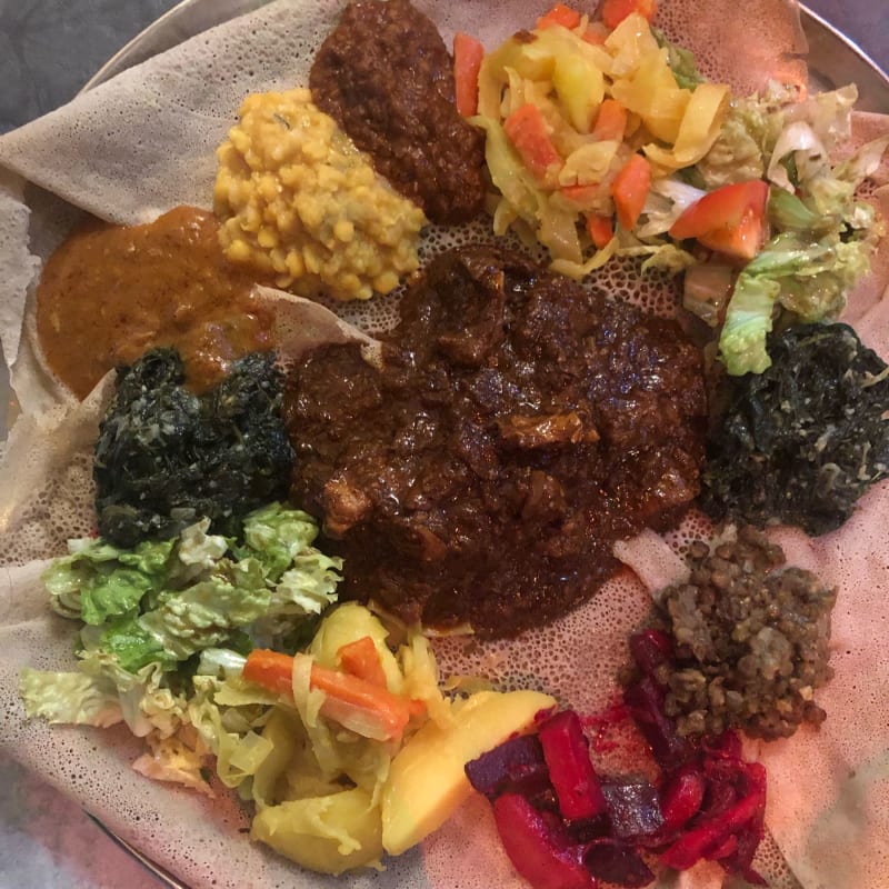 Vegetarian mix + lamb  - Little Ethiopia, Geneva