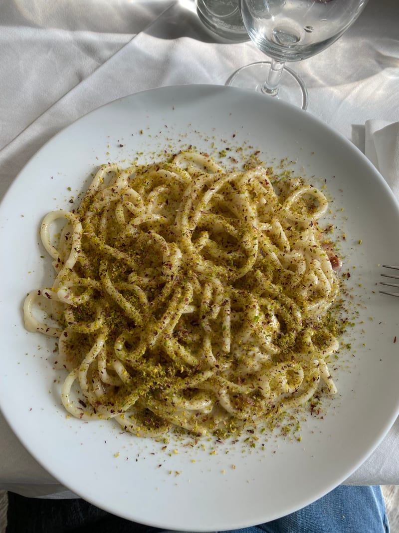 Pici burrata e pistacchio - Agriristoro Il Campagnolo da Baffo