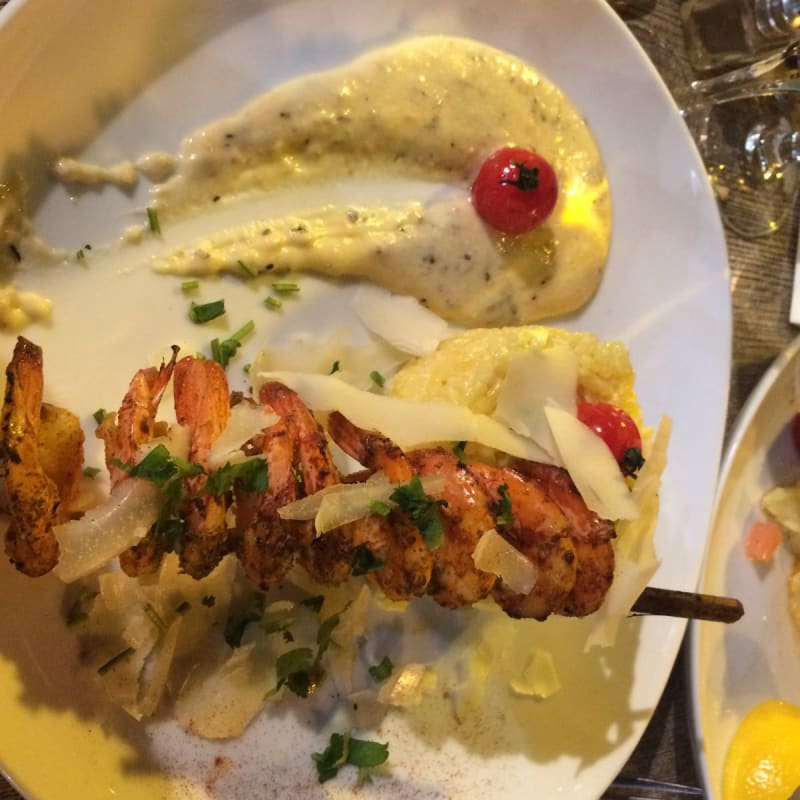 Brochette de crevettes et risotto - Le 9, Levallois-Perret