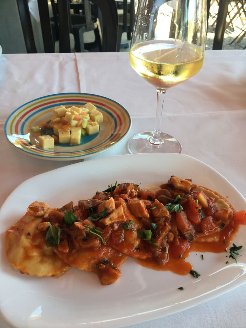 ravioli di branzino au toccu di spada e melanzane  - Osteria San Bastian