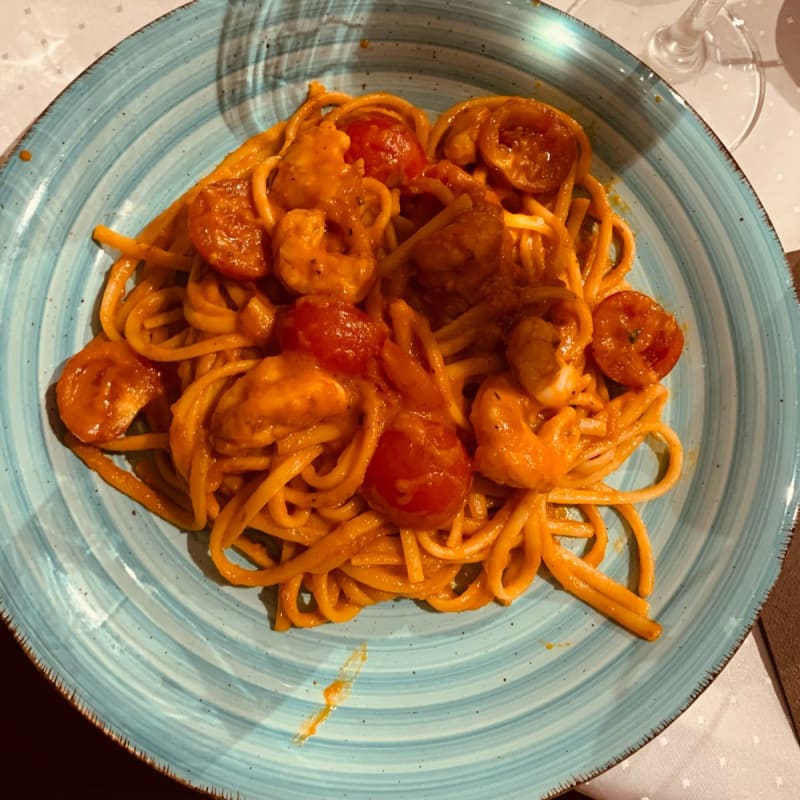 Spaghettoni con pomodorini e gamberi - So' Garden Cafè, Milan
