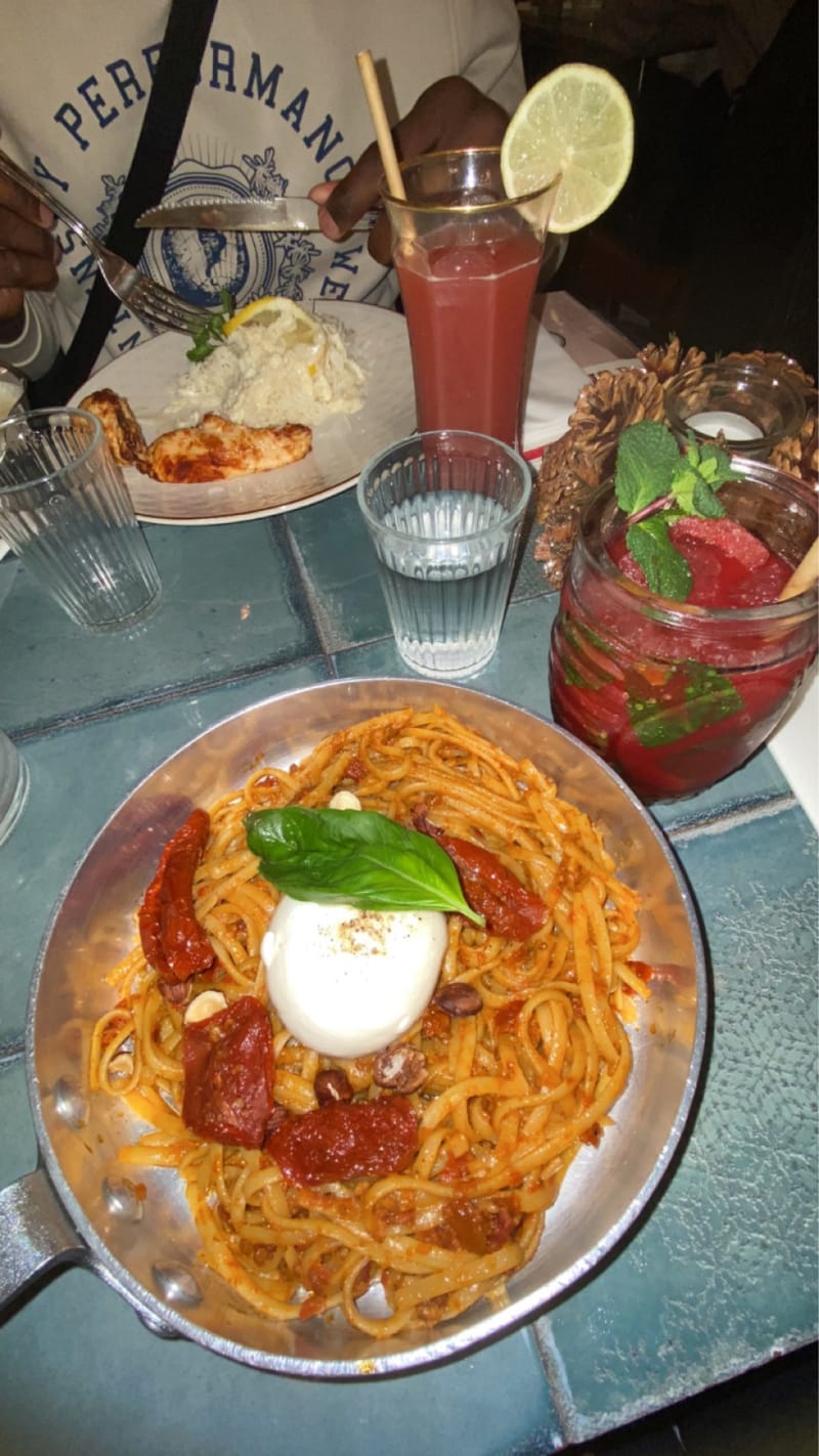 Red Pesto and Burrata Linguine - Lombardi, Paris