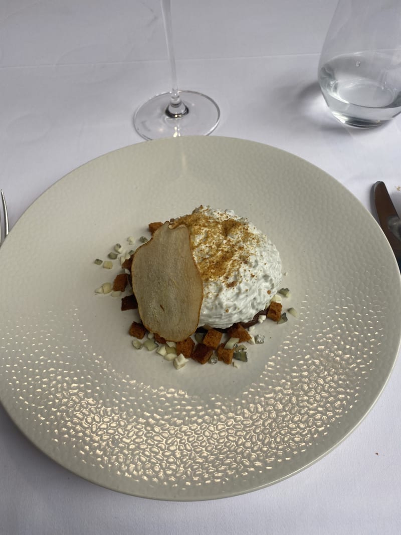 Chef’s signature goat cheese with pear sorbet - Charles Barrier, Tours