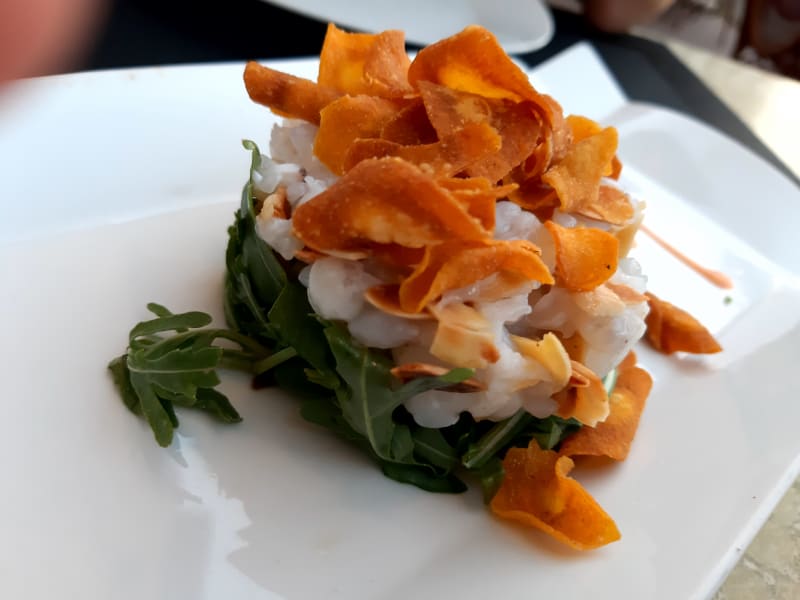 Tartarre Di Seppia Con Chips Di carote Mandorle e Rucola - Sgarbatella, Rome