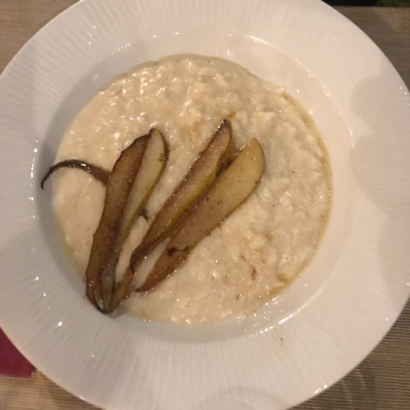 Risotto con marcetto e pere alla grappa - Osteria dei Melograni, Rome