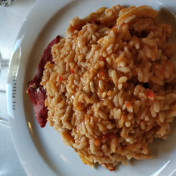 Arròs melós de bacallà i pebrot - Els Pescadors, Barcelona