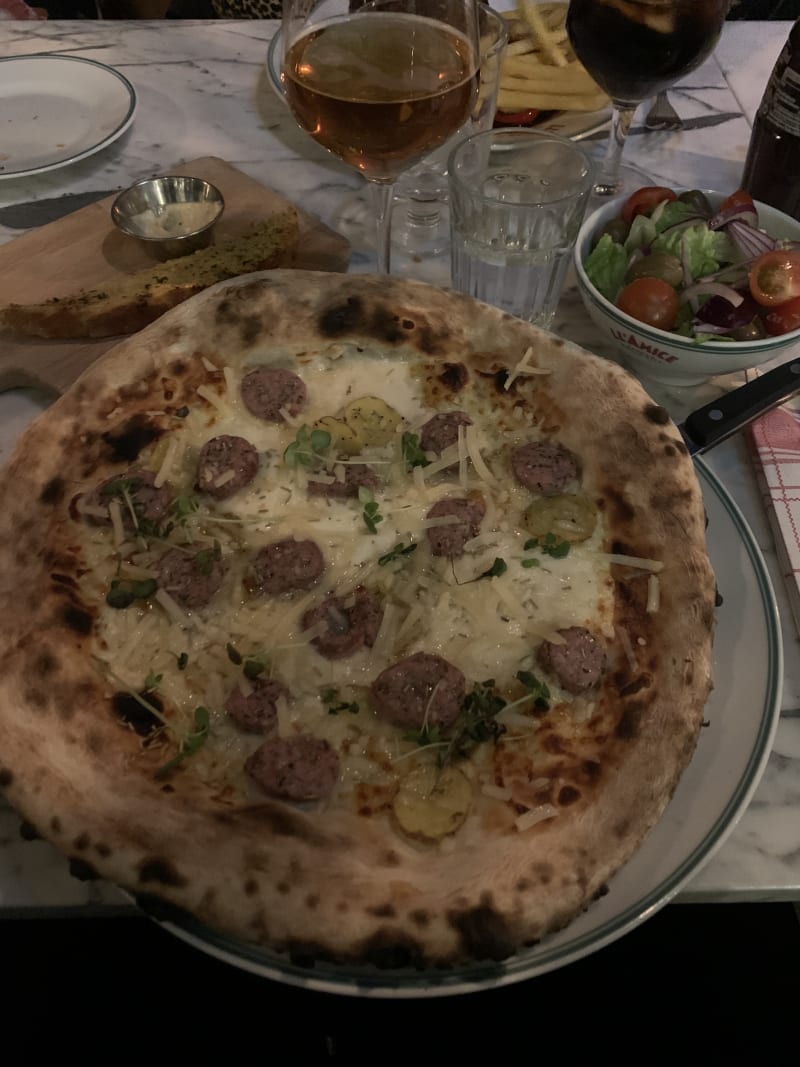 Pizza Bianco Salsicca - Ll´Amice Uppsala, Uppsala