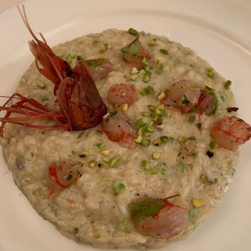 Risotto pesto di pistacchio e crudo di gambero  - Ristorante Boeucc, Saronno