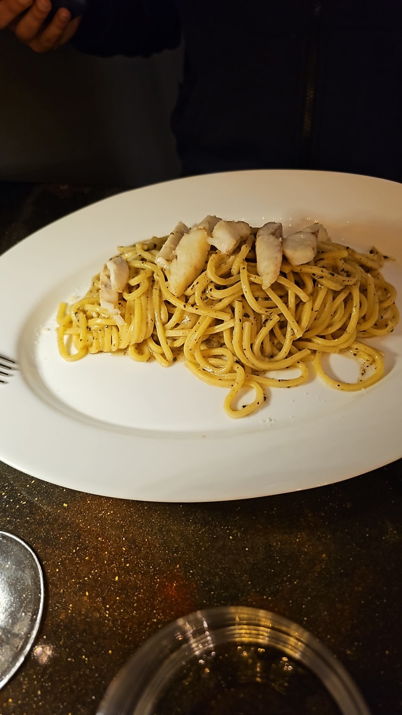 Tonnarelli con spigola, tartufo e pecorino - Il Ristoro, Rome