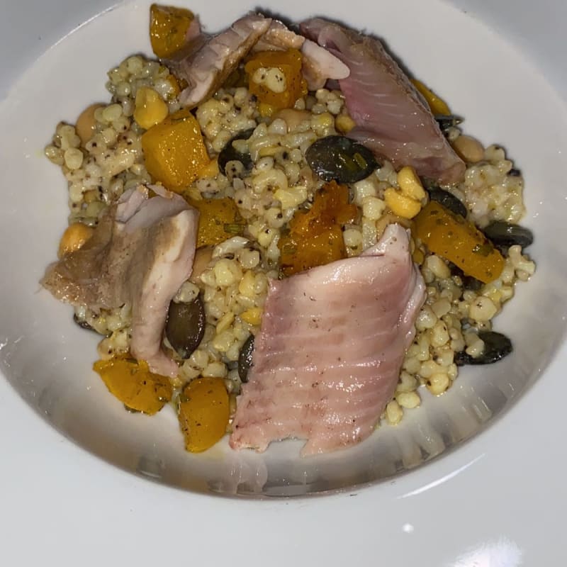 Sorgo con ceci, trota, zucca  - Locanda Degli Ulivi