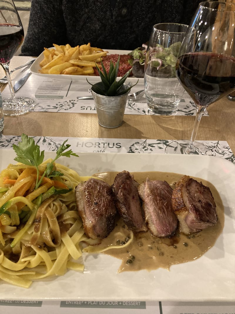 Magret de canard sauce au poivre vert  - Hortus Café