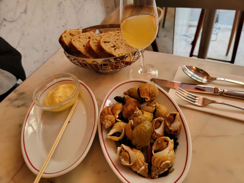 balut (sea snails) - Le Dauphin, Paris