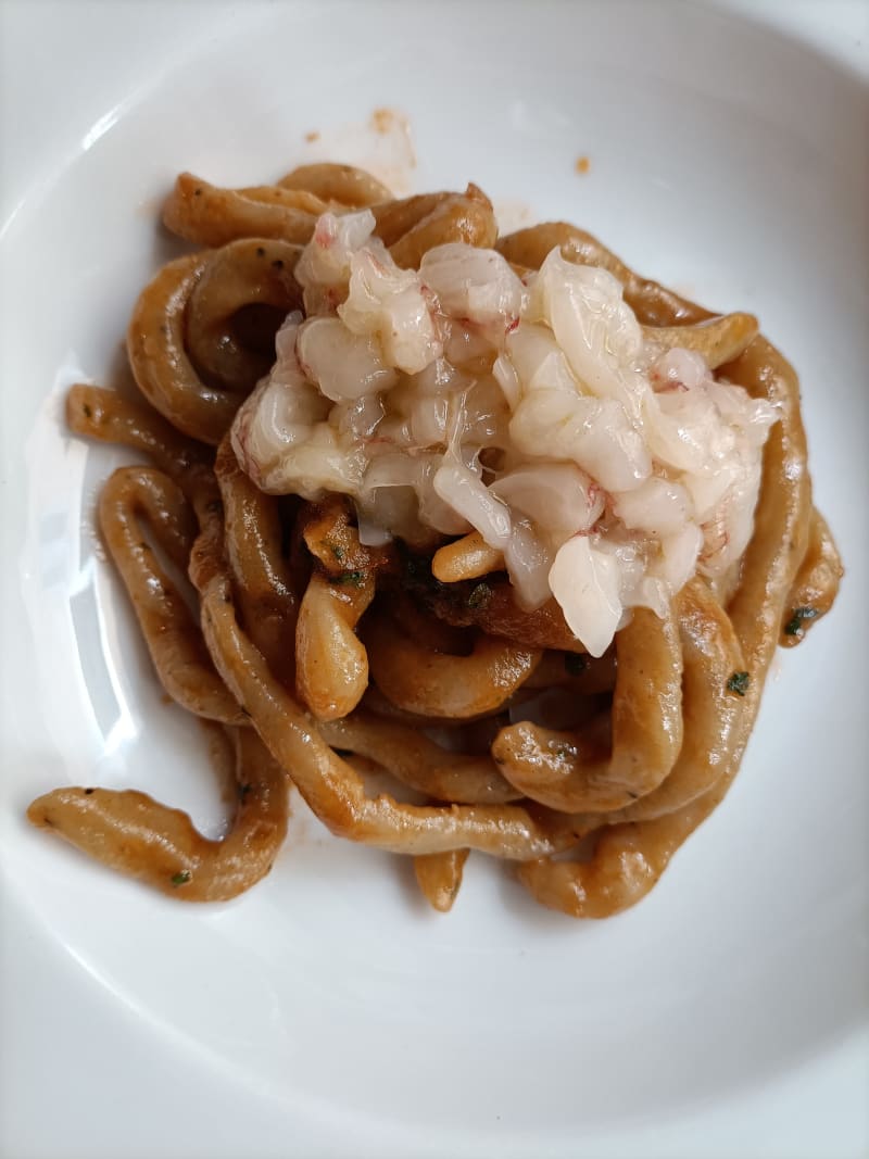 Pici con gamberi - Osteria da Trombicche, Siena