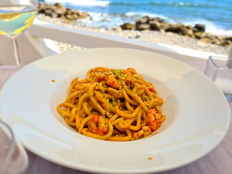 Pici Ai Gamberi Rossi E Pesto Di Pistacchi - Il Cavalluccio Marino, Santa Marinella