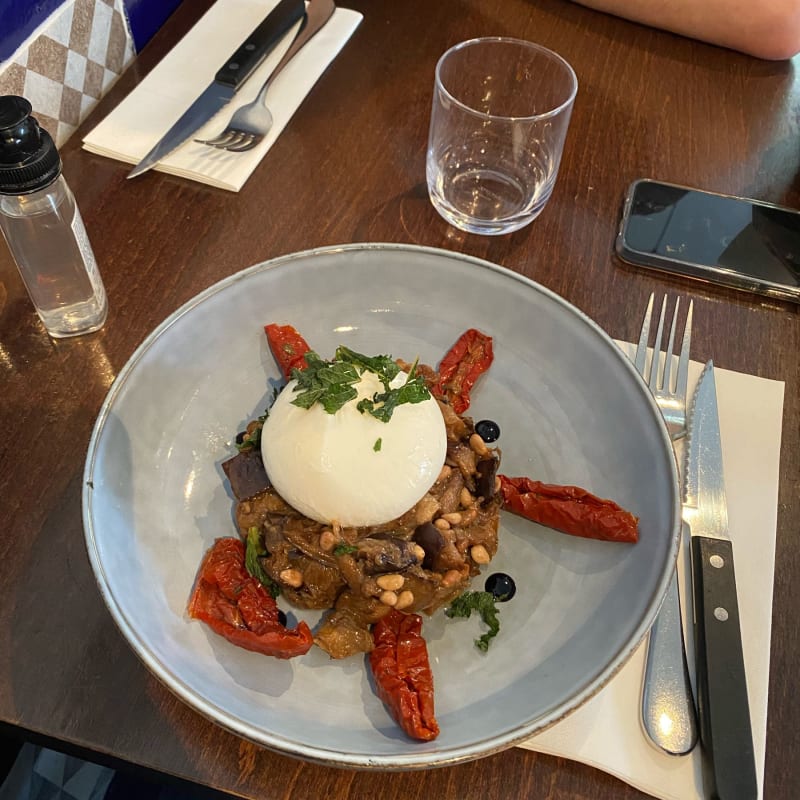 avec aubergines et tomates confites - La Massara, Paris