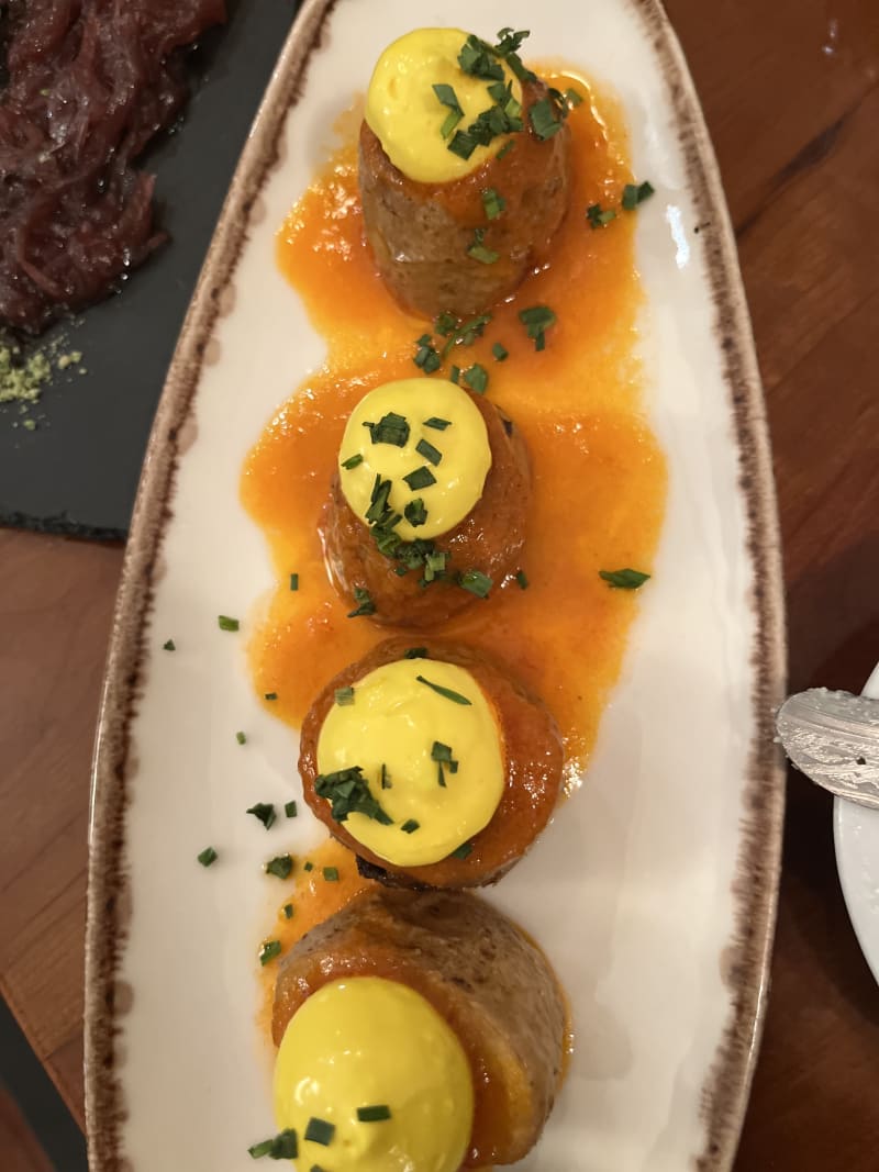 Potato Bravas Bombos with Spicy Sauce - Meson Andaluz Lisboa, Lisbon