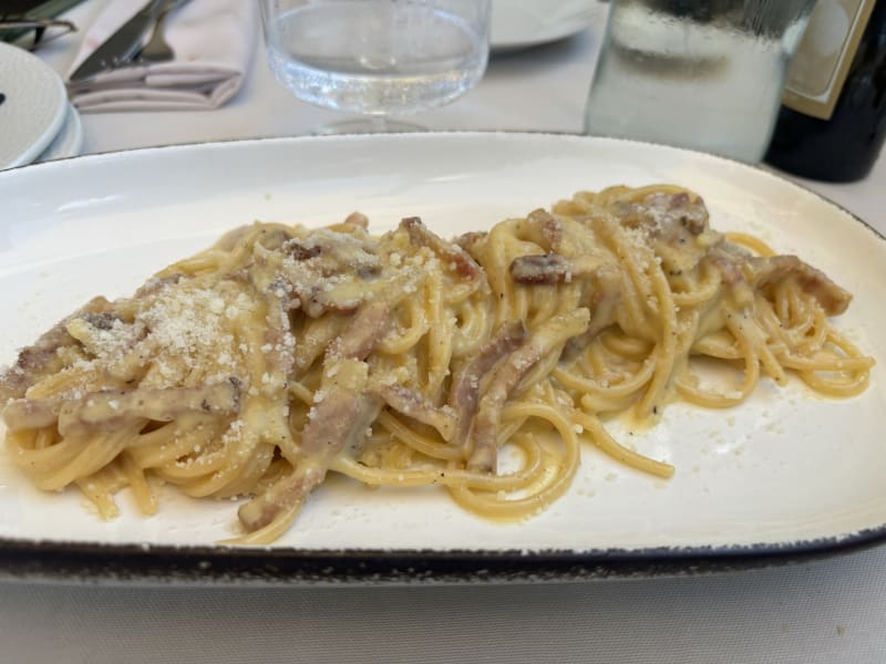 Linguine con vongole, friggitelli, lupini e bottarga di muggine - Le Terrazze al Colosseo, Rome