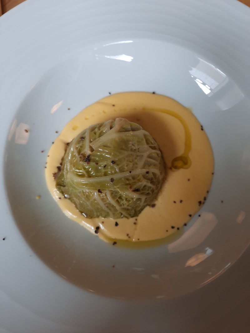 Capunet con salsiccia di brà su fonduta  - Trattoria Enoteca Tiro a Segno