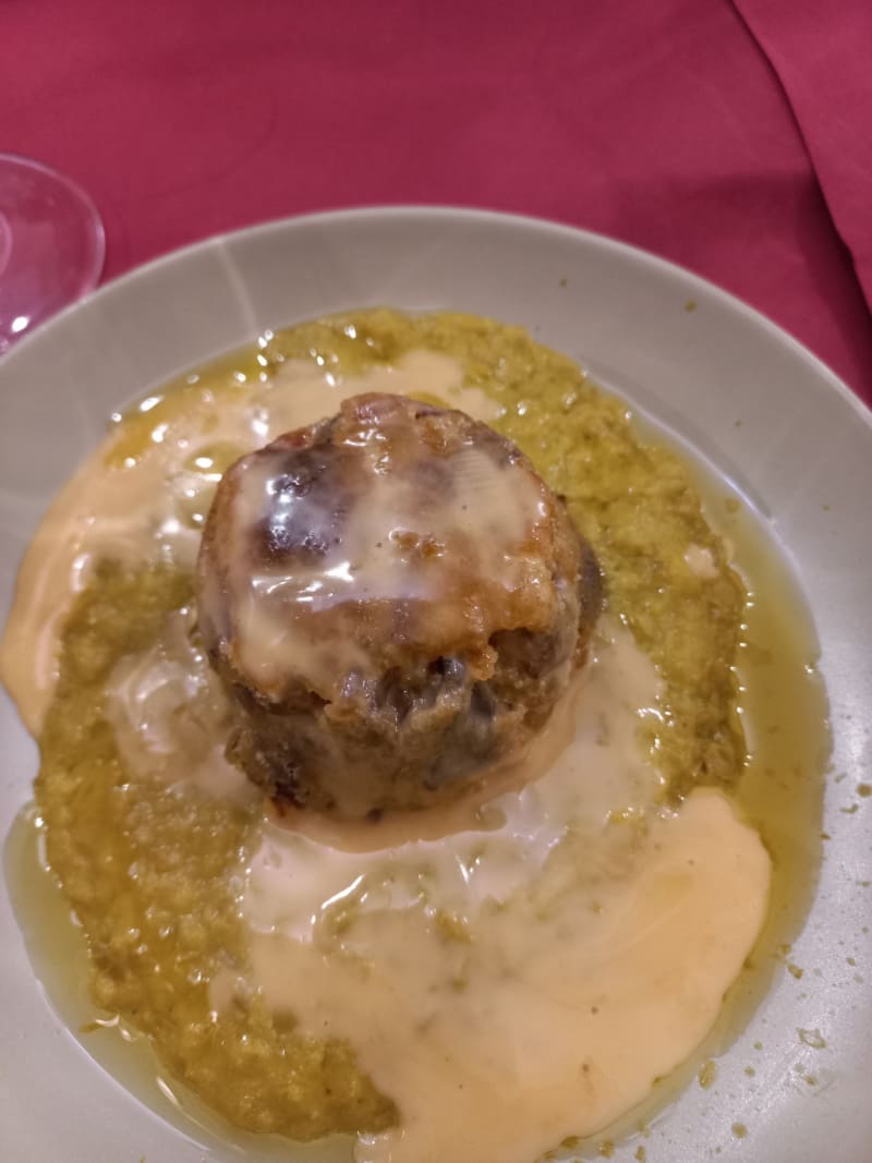 Sformatino estivo con salsa di asparagi selvatici e cappello di  - Pizzic'Osteria Volpetti Bistrot "Salumeria Storica dal 1870", Rome