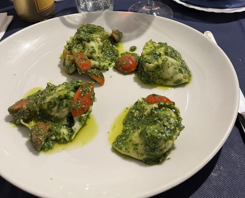 Pansoti gamberi e zucchine ai profumi liguri - Trattoria Archivolto Mongiardino, Genoa