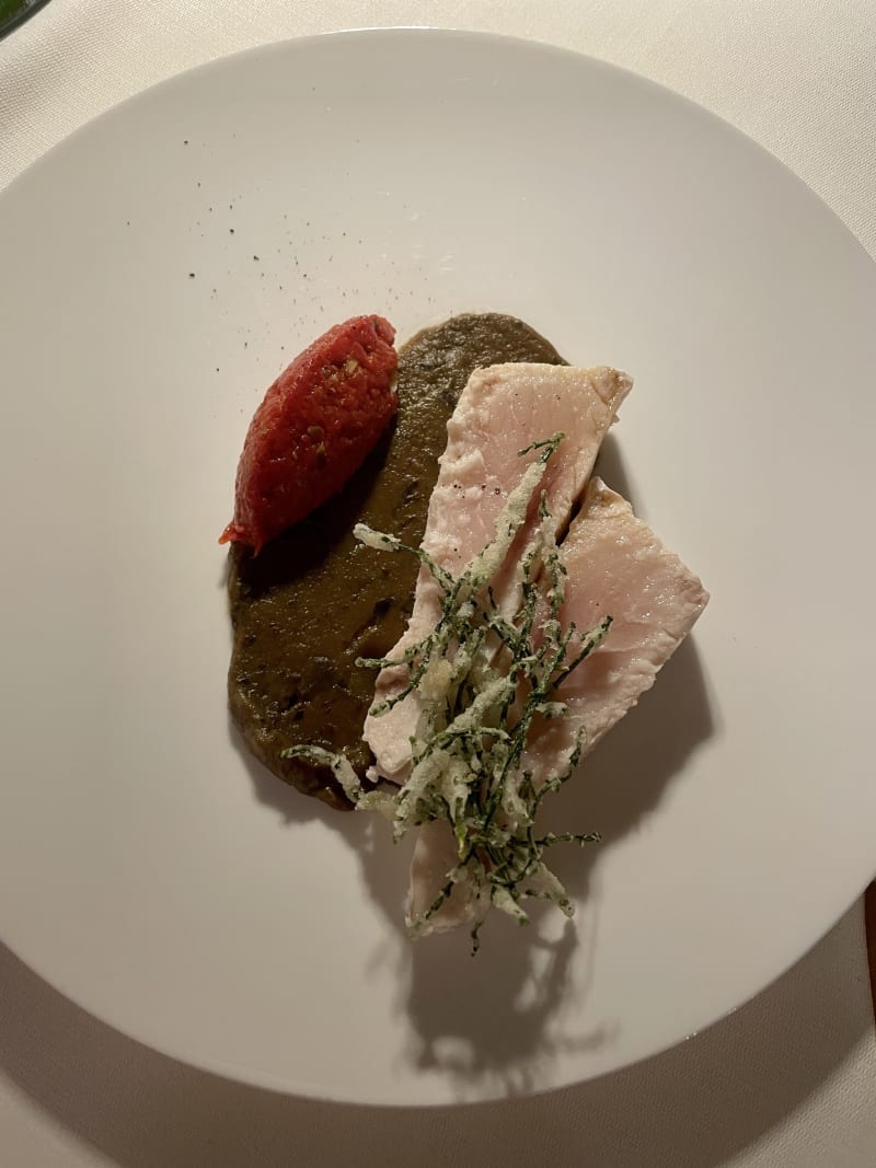 Swordfish with watermelon and aubergines - Dama - Castello di San Gaudenzio