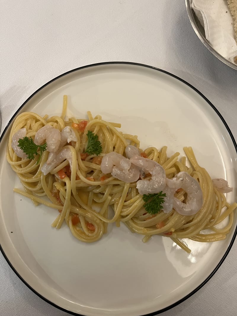 linguine con gamberi bianchi marinati e pecorino romano  - Cantina del Sole, Hosteria Napoletana, Naples