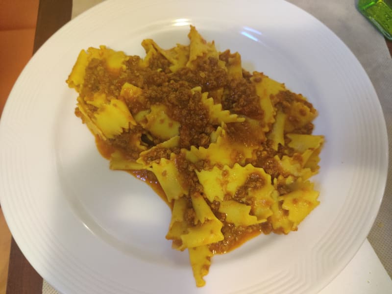 Hand Made Flat Noodles with Meat Sauce and "Pecorino" Cheese - Locanda Il Gallo