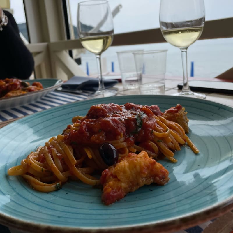 Linguina al Baccalà con pomodori ed olive. Super  - La Tartaruga, Castellabate