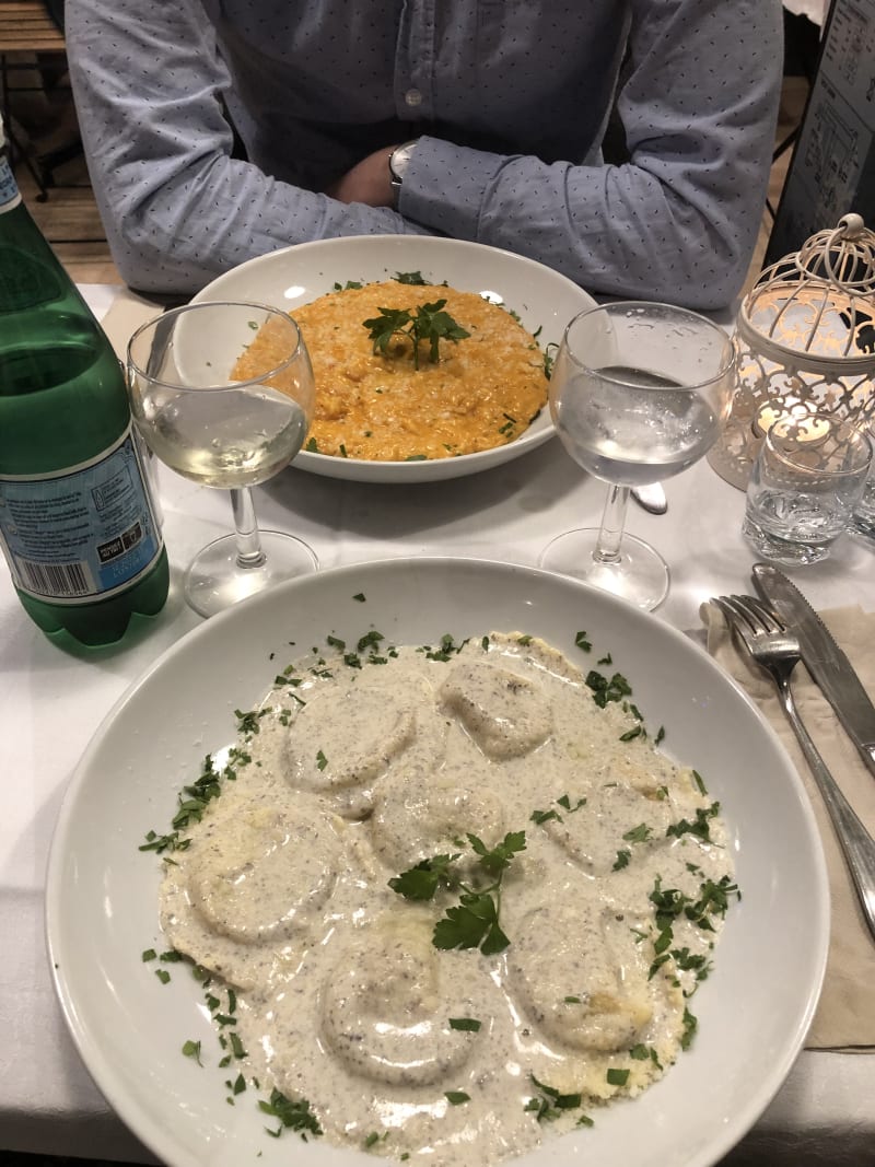 Raviolis à la Truffe et Risotto de Gambas - Chez Paolo, Paris