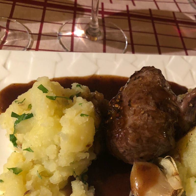 Lamb and garlic and herbed potatoes ! Can not promote more!! Delicious!! - Le Refuge des Moines, Paris