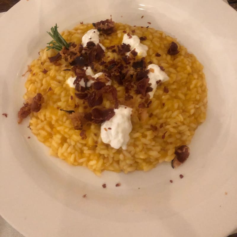 Risotto con zucca, soffiata di speak e formaggio fuso. - Maculato Pizza Cucina e Grill, Monterotondo