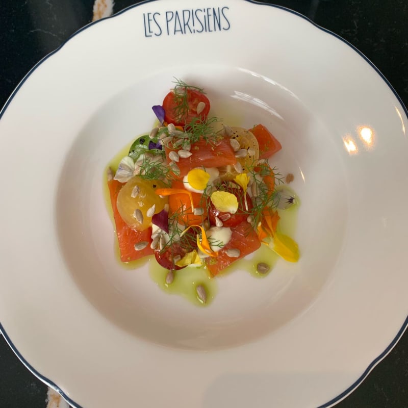 Salade de tomates et truite - Les Parisiens par Thibault Sombardier, Paris