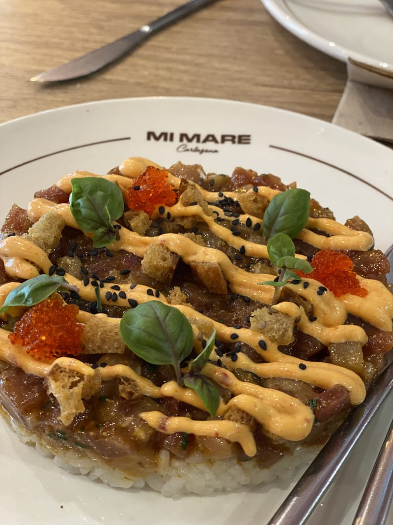 Tartar de atún rojo del gorguel y arroz calasparra - Mi Mare, Cartagena