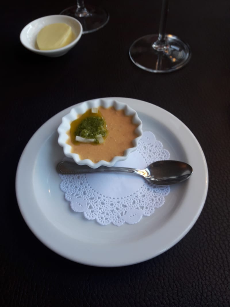 Petite Mise en Bouche Offerte Panacotta de Tomates et pesto   - Bistrot de la Mer Oostende, Ostend