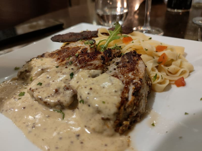 FILET MIGNON DE PORC A LA GRAINE DE MOUTARDE, TAGLIATELLES - L'Amazonial, Paris