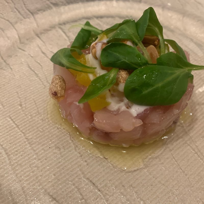 Tartare di ombrina con latte di cocco, mango, arachidi e valeriana - Ciacco, Bologna