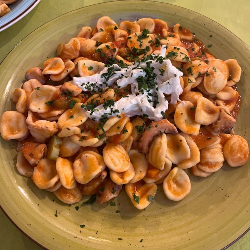 Orecchiette al sugo di pesce con stracciatella - Bio 72 - Cucina Tipica Pugliese, Bari