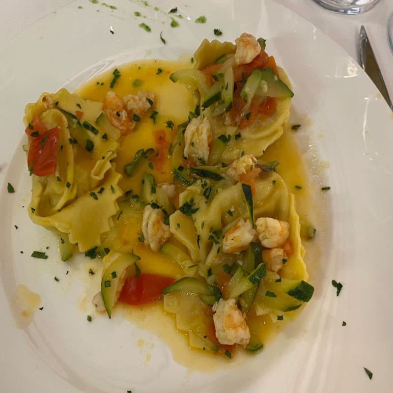 Sea bass and shrimp ravioli - Trattoria Rialto Novo, Venice