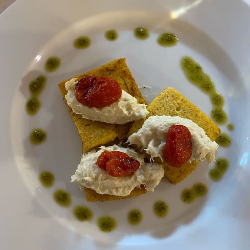 Crostini di polenta con baccalà mantecato  - Grand Hotel Osteria, Milan