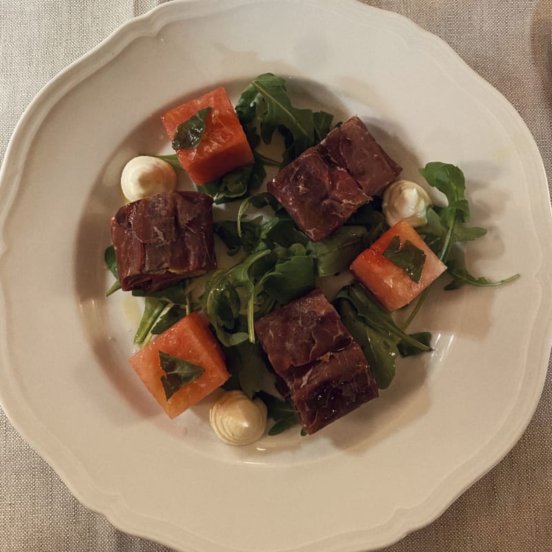 Involtini di bresaola con cocomero marinato  - Osteria Torre a Cona